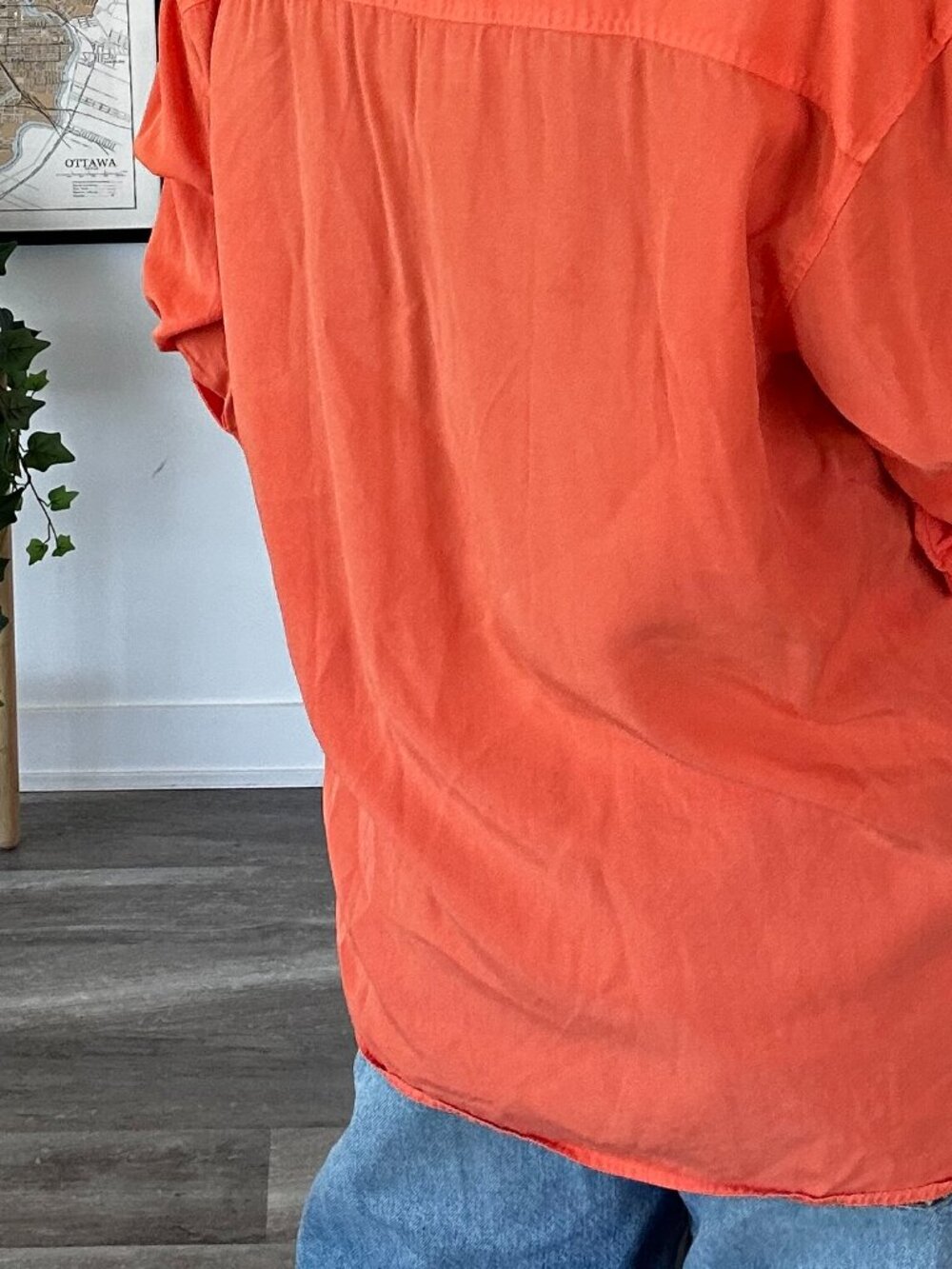 Babaton Archive Shirt with Roll Up Sleeves - Aritzia - 100% TENCEL - Orange, XS